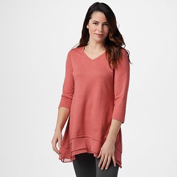 LOGO Lori Goldstein Tiered Tunic Top